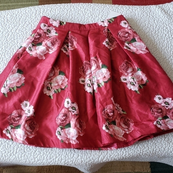 Sequin hearts floral wine blush skirt - Picture 2 of 6